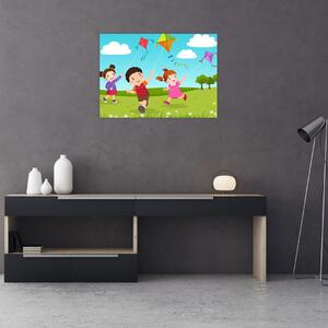 Tablou - Copii cu zmeu (70x50 cm)