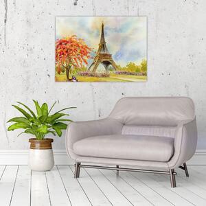 Tablou pictat cu turnul Eiffel (70x50 cm)