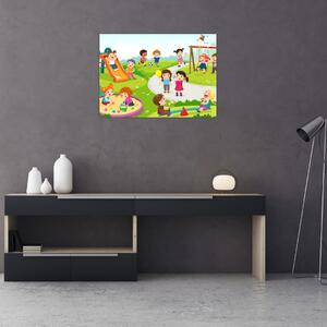 Tablou cu bucuriile copiilor în nisip (70x50 cm)