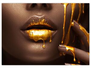 Tablou - Femeie cu buze aurii (70x50 cm)