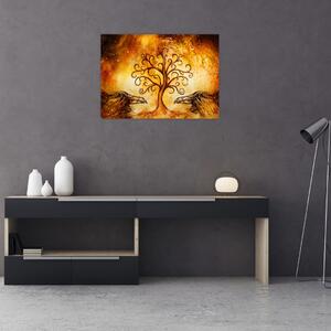 Tablou natural abstract cu copac (70x50 cm)