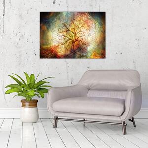 Tablou abstract cu copac (70x50 cm)