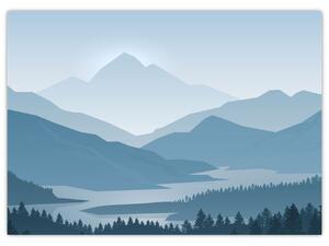 Tablou - Munții cu privirea graficeanului (70x50 cm)