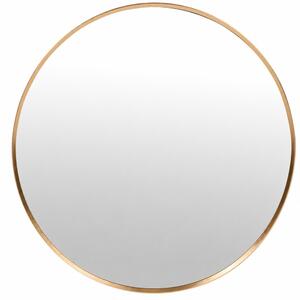 Oglinda eleganta de perete rotunda Pufo Glam cu rama decorativa, oglinda minimalista pentru baie, hol, dormitor, living sau dressing, Ø 50 cm, auriu