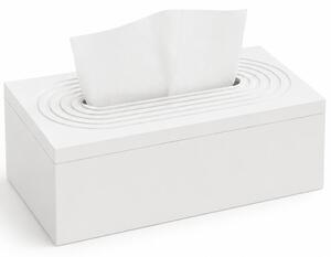 Cutie decorativa Pufo White din lemn pentru servetele, 25 x 14 cm, alb