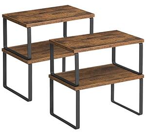 Set 2 rafturi bucatarie, Songmics, Antic-Negru, 30x19.5x15.6 cm