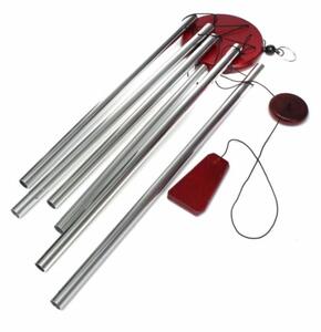 Clopotel de vant cu 6 tuburi sonore metalice argintii pentru casa sau gradina, model Feng-Shui