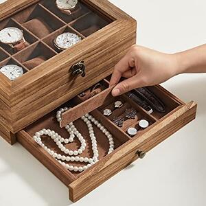 Cutie de bijuterii pentru brățări și ceasuri JESSY, 27x9,66x20 cm, maro