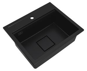 Chiuvetă Gamma Quadro 5850, granit cu 1 compartiment 580x495x220 mm, neagră, GMA-ZLE000229