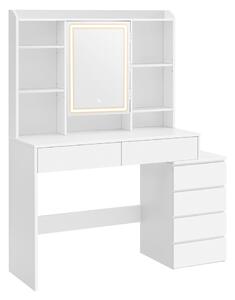 Masa de toaleta cu oglinda iluminata Vasagle Alb 117.5x40x145 cm