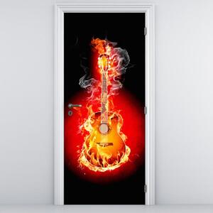 Fototapeta pentru ușă - chitara în foc (95x205cm)