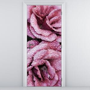 Fototapeta pentru ușă - rouă pe trandafiri (95x205cm)