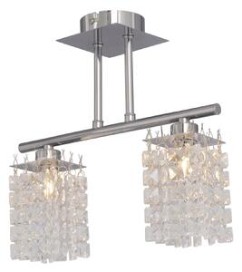 Candelabru Klausen Kubo PL2 Cromat 30x30x14 cm, Corp Iluminat Clasic cu 2 Becuri G9 Incluse, Eleganta pentru Living si Hol, Design din Metal Sticla