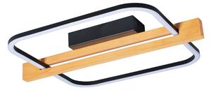 Plafoniera LED Klausen Koska PL1 Moderna 14W 3000K 550lm, Design Lemn si Negru 7.5x42.8x33.5 cm, Iluminat Interior Elegant pentru Dormitor Hol