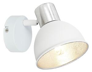 Aplică Modernă Klausen Fresh AP1 Metal Alb Argintiu 11.5x11.5x8 cm, Lampă Perete E14 9W pentru Iluminat Interior Elegant, Design Compact Minimalist