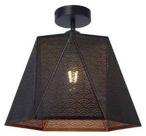 Plafoniera Industriala Hexa PL1 Klausen 28x35x35 cm, Corp Iluminat Metalic Negru si Auriu, Design Modern Elegant, Soclu E27, Ideal Hol sau Living