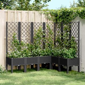 Jardinieră de grădină cu spalier, negru, 160x120x142 cm, PP
