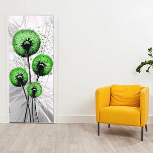 Fototapeta pentru ușă - păpădia abstractă verde (95x205cm)