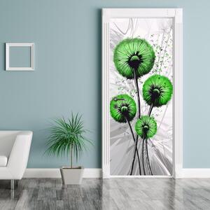 Fototapeta pentru ușă - păpădia abstractă verde (95x205cm)