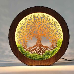 Lampă LED Arborele Vieții din lemn și mușchi | ZIVENA