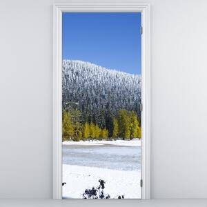 Fototapet pentru ușă - munții înzăpeziți iarna (95x205cm)