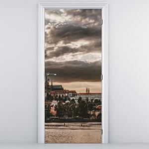 Fototapet pentru ușă - Praga înnorată (95x205cm)