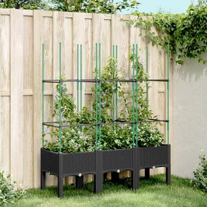 Jardinieră de grădină cu spalier, negru, 120x40x142,5 cm, PP