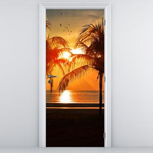 Fototapet pentru ușă - Palmieri la apus de soare (95x205cm)