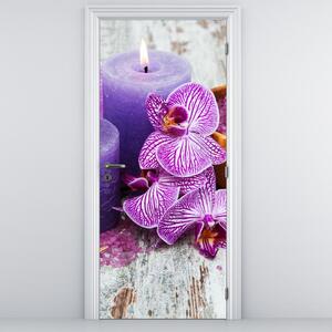 Fototapet pentru ușă - Orhidea și lumânări (95x205cm)