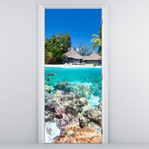 Fototapet pentru ușă - Plajă pe insulă tropicală (95x205cm)