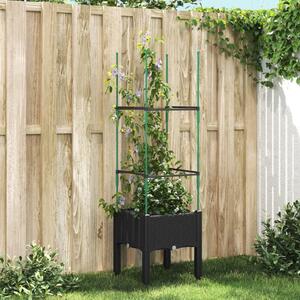 Jardinieră de grădină cu spalier, negru, 40x40x142,5 cm, PP