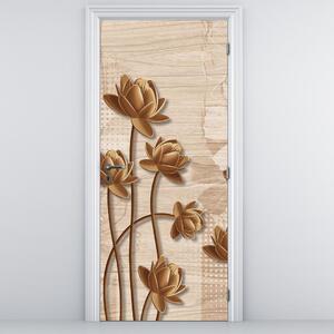 Fototapet pentru ușă - Flori maro abstract (95x205cm)
