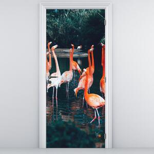 Fototapet pentru ușă - Cârd de flamingo (95x205cm)
