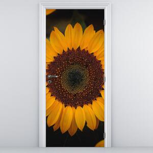 Fototapet pentru ușă - Floarea soarelui și frunze (95x205cm)