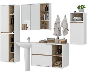 Set mobilier baie Vambos standard (alb + stejar sonoma). Promo -14%. 1152115