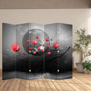Paravan - Bile abstracte roșii (210x170 cm)
