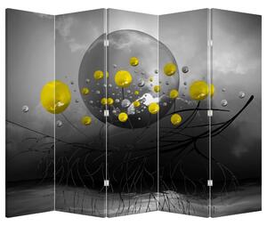 Paravan - Bile abstracte galbene (210x170 cm)