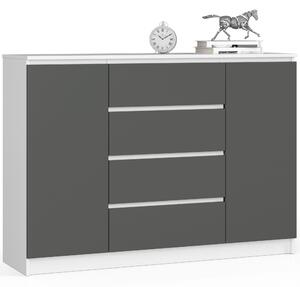 Comodă cu sertare Keanu IV (alb + grafit). Promo -12%. 1152034