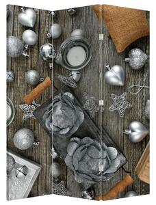 Paravan - Decorațiuni argintii de Crăciun (126x170 cm)