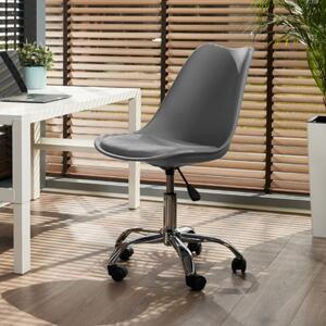 Scaun de birou ergonomic pivotant IGER, reglabil pe înălțime, cu roți și pernă de șezut, gri