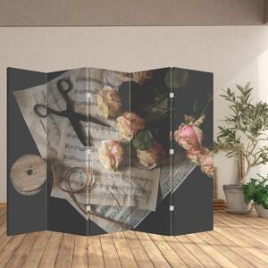 Paravan - Note muzicale și trandafiri (210x170 cm)