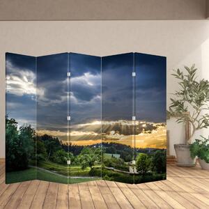 Paravan - Peisaj și raze de soare (210x170 cm)