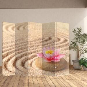 Paravan - Piatră și floare pe nisip (210x170 cm)