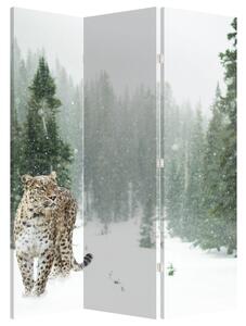 Paravan - Leopard în zăpadă (126x170 cm)