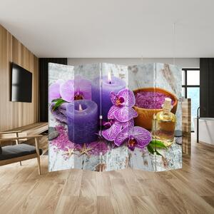 Paravan - Orhidee și lumănări (210x170 cm)