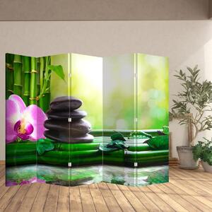 Paravan - Pietre pentru masaj și orhidee (210x170 cm)