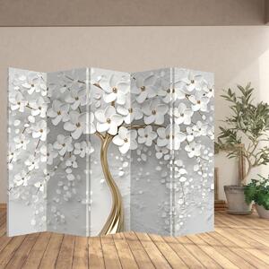 Paravan - Copac alb cu flori (210x170 cm)