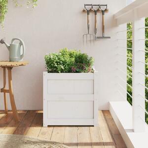 Jardiniere de grădină, 50x50x50 cm, alb lemn masiv de pin