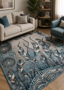 Covor Living Dormitor, Kolibri Pene 11617,Turcoaz Dreptunghi, 120x170
