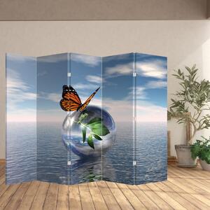 Paravan - Fluture pe bilă din sticlă (210x170 cm)